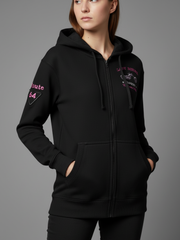 Women's Black Zip-Up Hoodie - "Lady Biker"