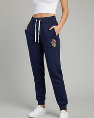 Graphic Embroidered Navy Blue Sweatpants