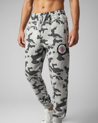 Men's Grey Camo Joggers - Camouflage Sweatpants with Target Patch