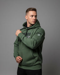 Men's Military Green Embroidered Hoodie