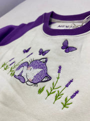 Purple White Raglan Sleeve sweatshirt