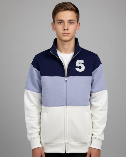 Men's Color Block Fleece Zip-Up Sweatshirt