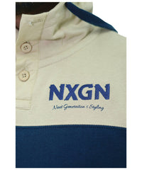 Men's Urban Two-Tone Button-Neck Hoodie