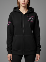 Women's Black Zip-Up Hoodie - "Lady Biker"