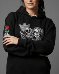 Gothic Skull Queen Rose Emboidered Hoodie