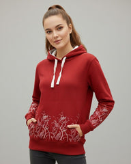 Women's Red Floral Graphic Pullover Hoodie