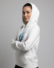 Women's White Winter embroidered Pullover Hoodie