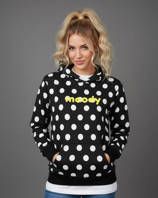 Black and White Polka Dot Pullover Hoodie
