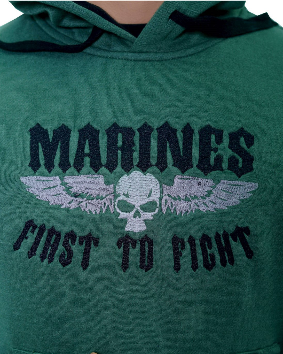 Men's Military Green Embroidered Hoodie