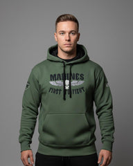 Men's Military Green Embroidered Hoodie