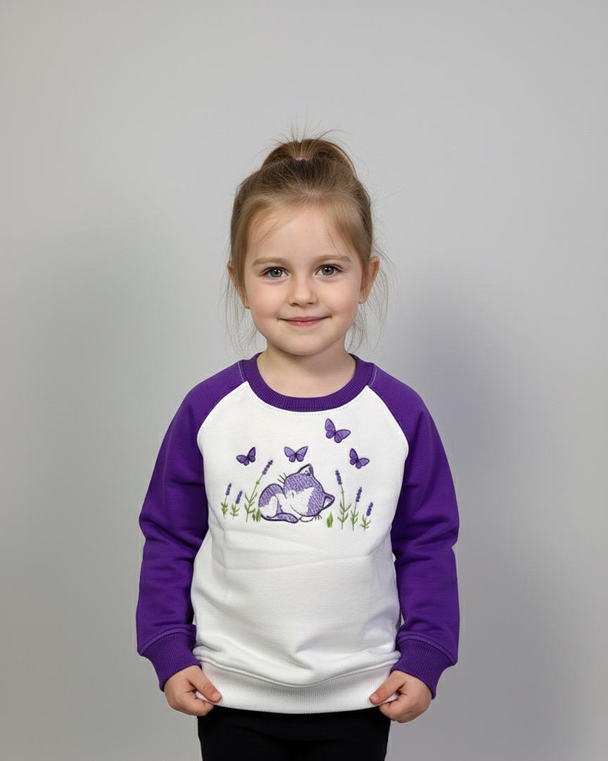 Purple White Raglan Sleeve sweatshirt