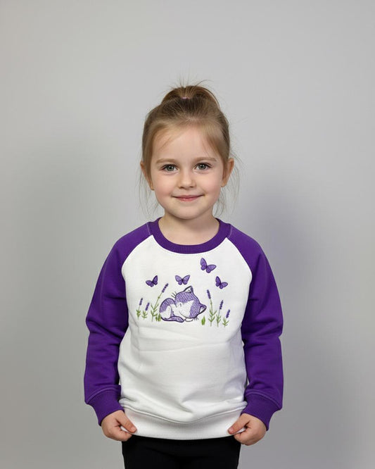 Purple White Raglan Sleeve sweatshirt
