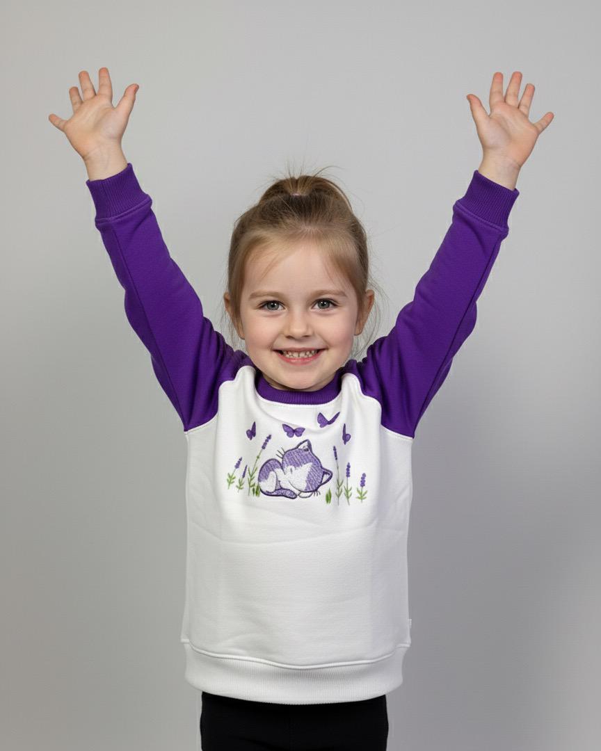 Purple White Raglan Sleeve sweatshirt