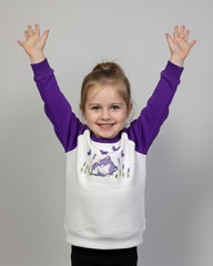 Purple White Raglan Sleeve sweatshirt