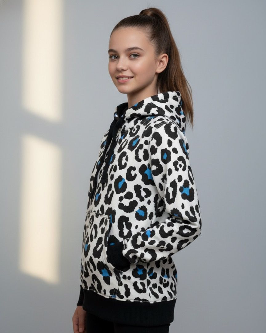 Women's Leopard Print Pullover Hoodie