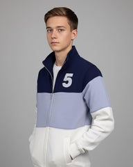 Men's Color Block Fleece Zip-Up Sweatshirt