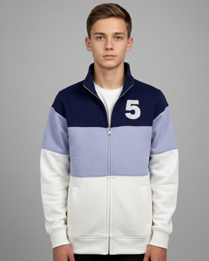 Men's Color Block Fleece Zip-Up Sweatshirt