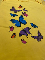Baby Girls' Butterfly Print Cotton Bodysuit / Yellow Romper